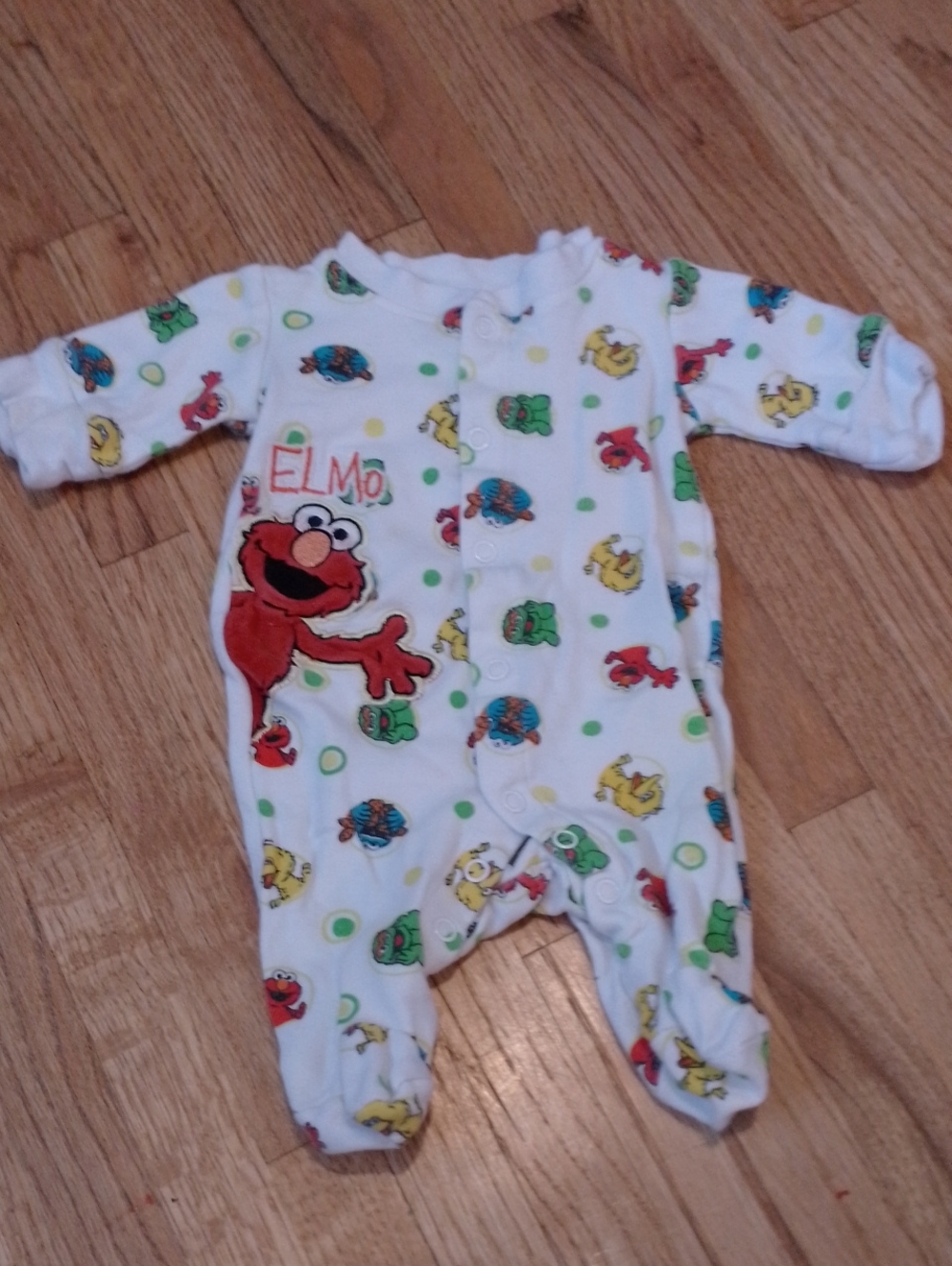 Sesame Street Elmo Patch Multi-Color Infant Newborn Footie PJ's Onesie
